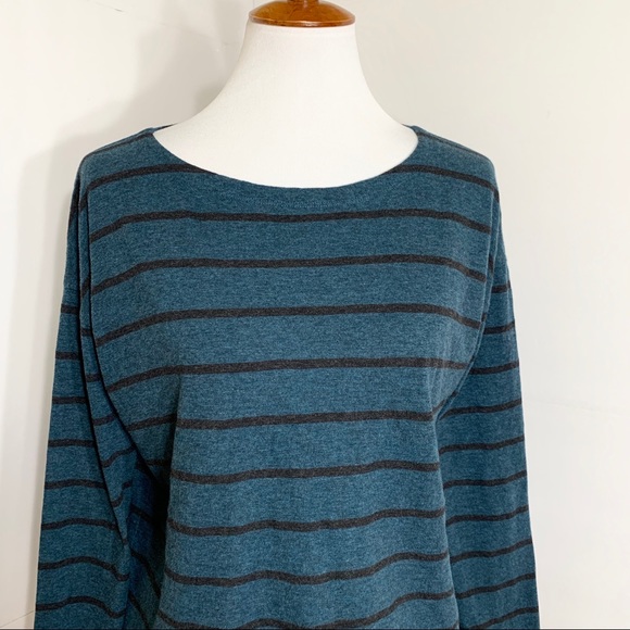 SOLD-Eileen Fisher Organic Cotton Striped Tee - Picture 3 of 8